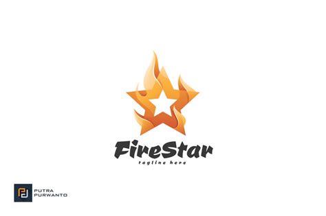 火焰五角星几何图形logo设计模板 Fire Star Logo Template 设计小咖