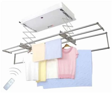 White Ceiling Mounted Remote Operated Clothes Drying Rack Size 4ft X