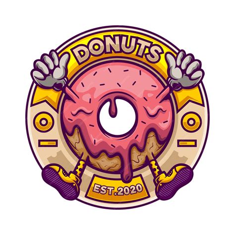 Premium Vector | Donut logo mascot in circle badge