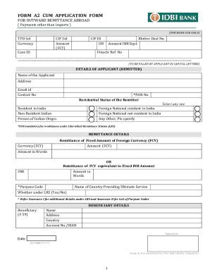 Fillable Online Application Cum Form A For Outward Remittance