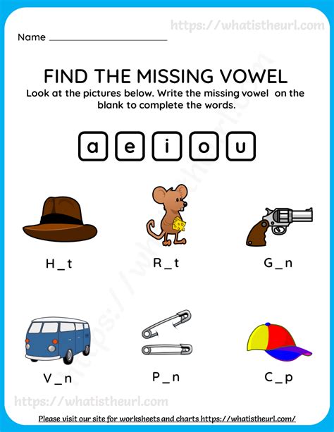 Missing Vowels Worksheets