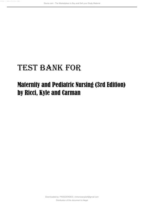 Test Bank Maternity And Pediatric Nursing 3rd Edition By Ricci