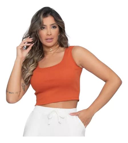 Cropped Feminino Malha Canelada Lisa Moda Gringa Ver O Mercadolivre