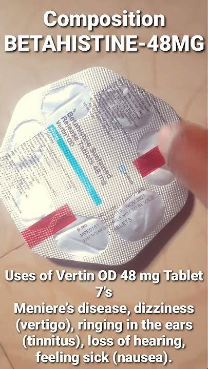 Vertin Od 48 Tabletsbetahistine 48mghelth And Fitnessmedicine Learning