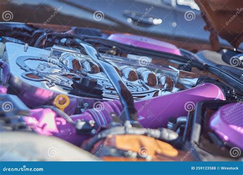 Close Up Shot Of An Engine Bay In A Car Editorial Stock Photo Image