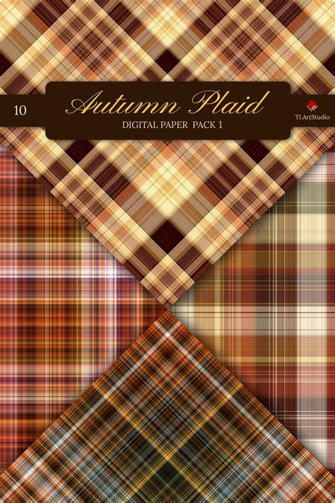 Autumn Plaid Digital Paper Pack Fall Colors Seamless Etsy