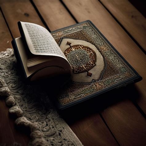 Premium Photo A Book Of The Quran Is Open On A Table