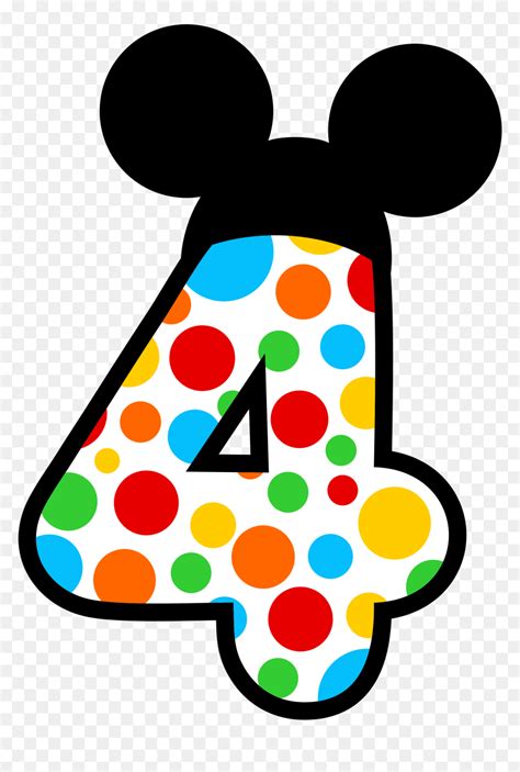 Mickey Mouse Number 3 Clipart , Png Download - Number 4 Minnie Mouse ...