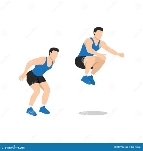 Man Doing Knee Tuck Jumps Exercise. Flat Vector Stock Vector - Illustration of rest, exercise ...