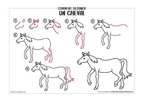 Comment dessiner un cheval en 7 étapes Dessin pour enfant