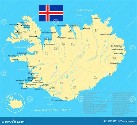 Mapa De Islandia Ejemplo Detallado Del Vector Stock de ilustración