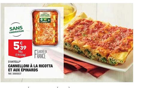 Promo Cannelloni La Ricotta Et Aux Pinards D Antelli Chez Aldi