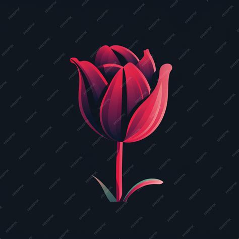 Premium Photo Minimalistic Tulip Flower Illustration On Black Background