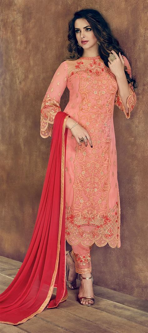 Party Wear Pink And Majenta Color Net Fabric Salwar Kameez