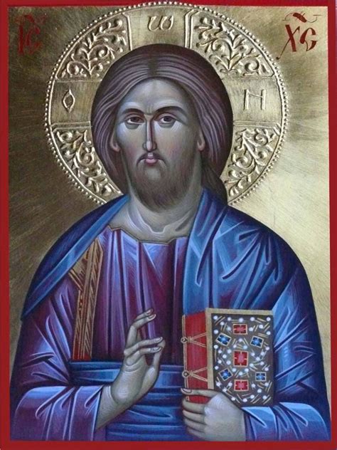 Jesus Christ Pantocrator Icon Hand Painted Byzantine Art Greek Icon