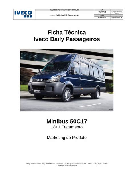 Pdf Ficha T Cnica Iveco Daily Passageiros Bus Folhetos Ficha O