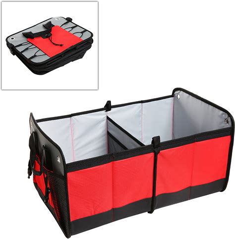 Amazon Mygift Red Lightweight Foldable Multi Compartment Fabric