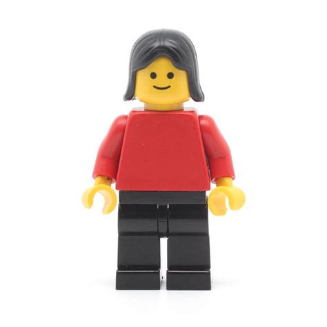 LEGO Pln145 Plain Red Torso With Red Arms Black Legs Black Female