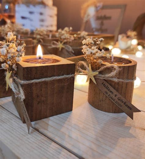 Personalized Rustic Wedding Wooden Candle Favors For Guests In Etsy