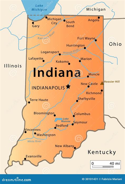 Indiana Map Stock Image Image 30101431