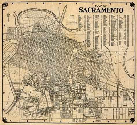 Map Of Sacramento Old City Map Print Fine Giclee Print On Etsy In 2021 Sacramento Map