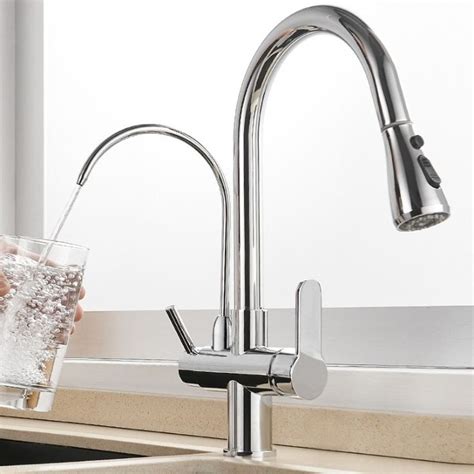 Water Filter Kitchen Tap Pull Out Tap In Polished Chrome Solid Brass