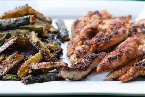 Organic Chicken Tenders With Parmesan Zucchini Fries Deliciously Plated