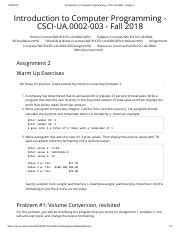 Introduction To Computer Programming Csci Ua Assign Pdf