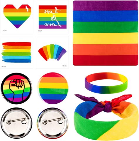 Whaline 28 Pcs Gay Pride Day Accessories 16 Temporary