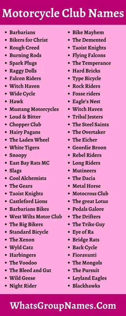 Motorcycle Club Names And Bikers Gang Group Names