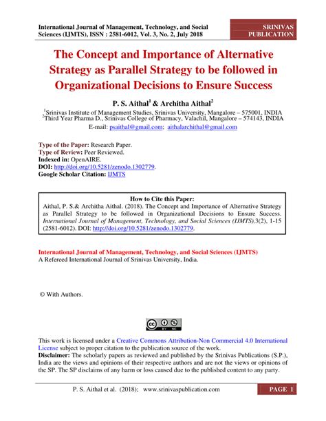 Pdf The Concept And Importance Of Alternative Strategy As Parallel