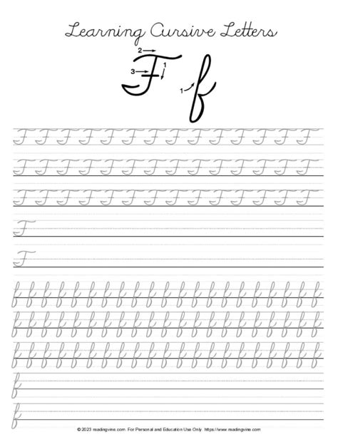 Cursive Writing - Letter F | ReadingVine.com - Worksheets Library