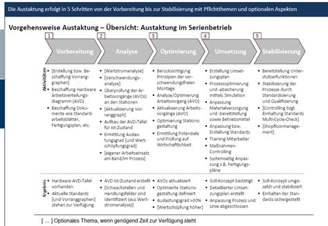 Vorgehensweise Austaktung 5 Schritte 2 Aktivitäte OPEX Repetico