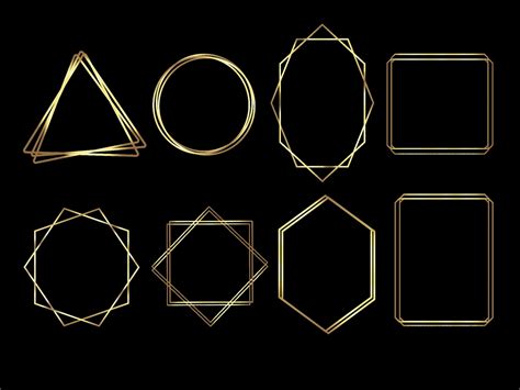 Gold Polygon Frames Geometric Frame Clipart Polygonal Gold Etsy