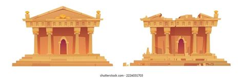 Greek Roman Temple Building Ancient Architecture Stock Vector Royalty