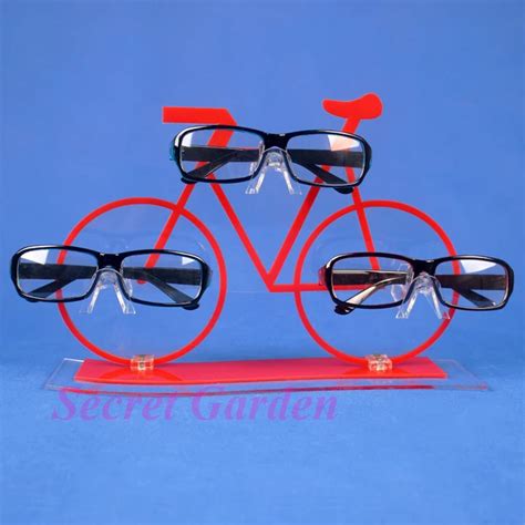 Wholesale High Quality Acrylic Glasses Sunglass Display Stand Holder For 3 Pairs Red Bicycle In