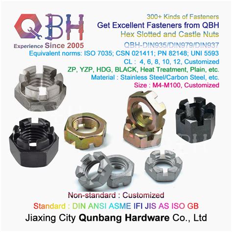 Qbh Din Hexagon Slotted Castle Metric Coarse Carbon Steel Nuts