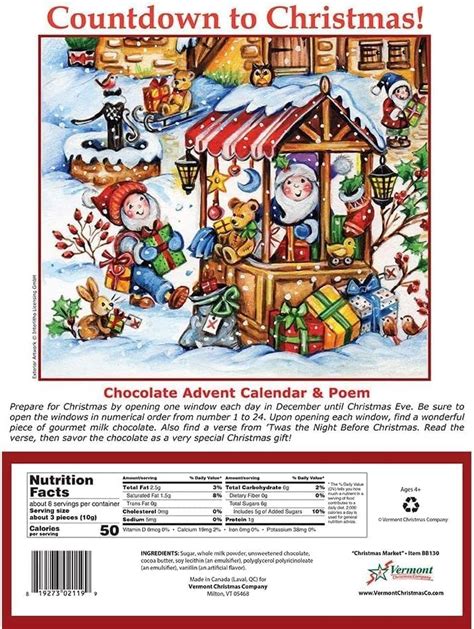 Calendario de Adviento de chocolate para el mercado navideño cuenta