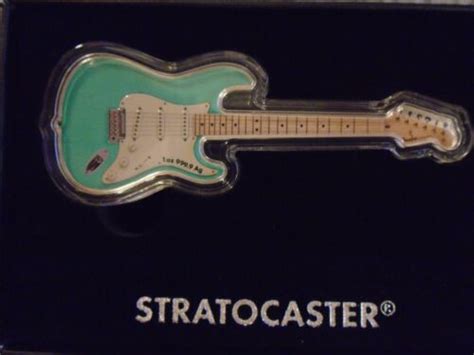 Fender Stratocaster Surf Green Oz Silver Guitar Shaped Coin