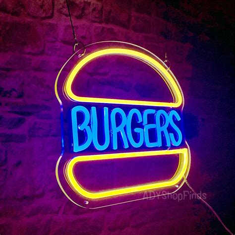 Burgers Neon Sign Bob S Burgers Neon Business Logo Sign Hamburger Led