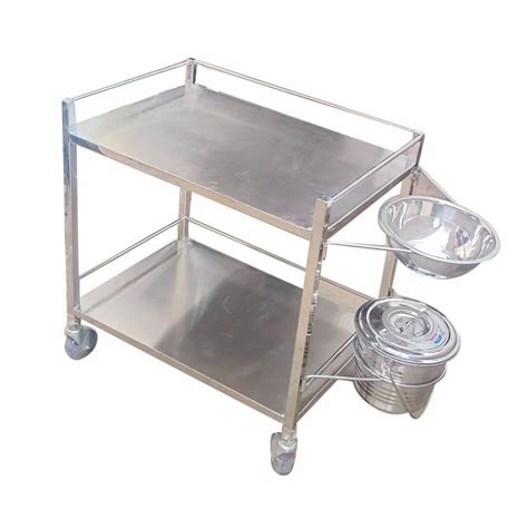 Silver Stainless Steel Surgical Dressing Trolley Size X X Inch