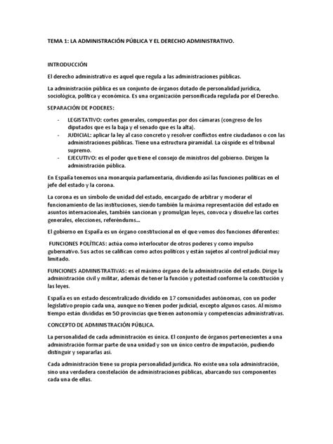 Derecho Administrativo Tema 1 Y 2 Pdf Regulación Ley Administrativa