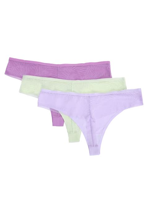 Womens Pk Assorted Lace Bonded Thongs Peacocks