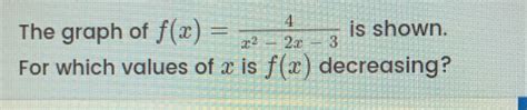 Solved The Graph Of Fxfrac 4x2 2x 3 Is Shown For Which Va Algebra