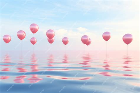 Premium Photo A Colorful Cluster Of Balloons Floating Above A Serene