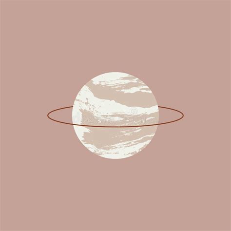 Isolated Saturn With Marble Texture Cosmic Minimalistic Landscape