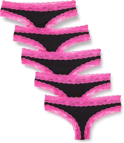 Amazon Iris Lilly Women S Cotton And Lace Thong Underwear Pack