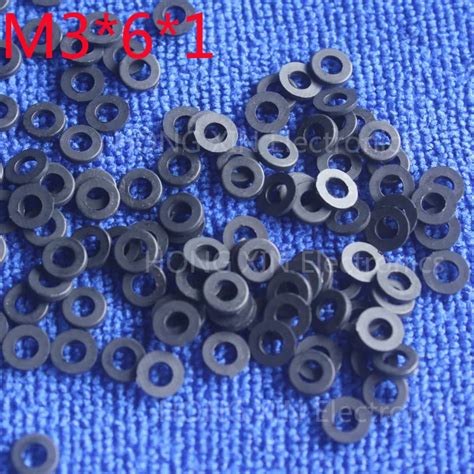 M3 6 1 Black 100pcs Nylon Washer Plastic Flat Spacer Washer Thickness