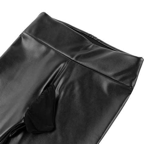 Uk Sexy Men Pvc Faux Leather Wet Look Tight Pants Leggings Zipper Long