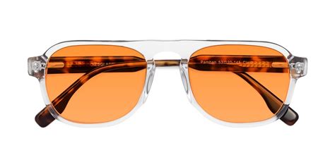 Clear Retro Vintage Grandpa Aviator Tinted Sunglasses With Orange